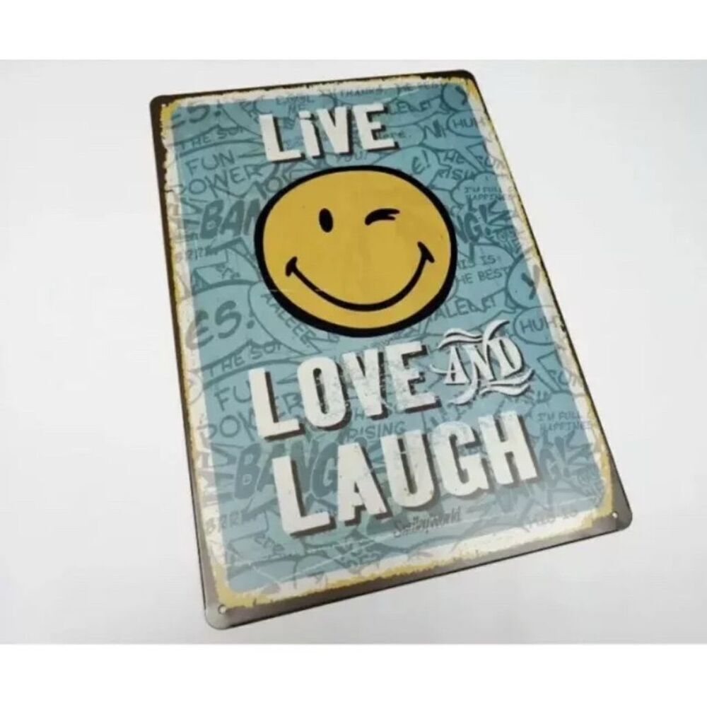 SMILE Retro "Live Love and Laugh" Tin Metal Sign Wall Decor 20x30cm